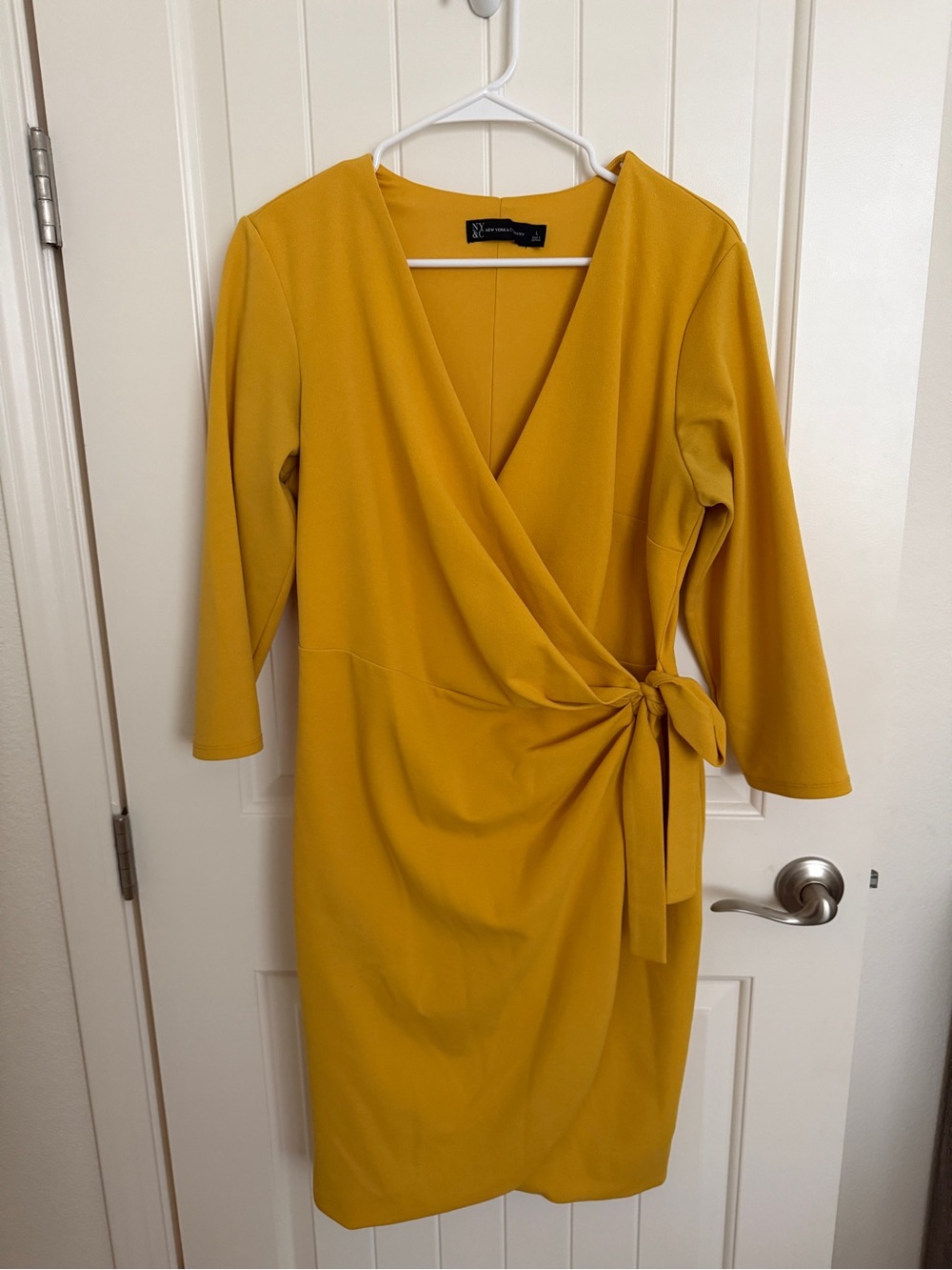 Yellow Wrap Sheath Dress